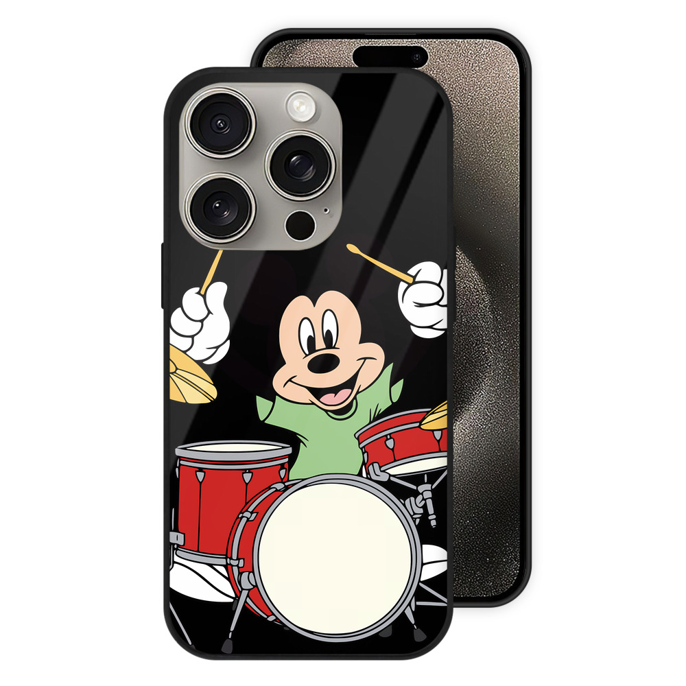 （画像用） ミッキーマウス Mickey Mouse 【iPhone15Pro対応】スマホケース 耐衝撃＆黄変防止 背面ガラス