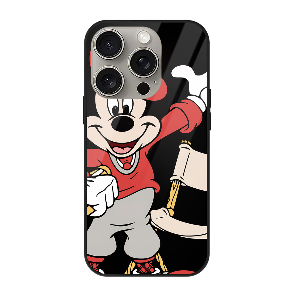 （画像用） ミッキーマウス Mickey Mouse 【iPhone15Pro対応】スマホケース 耐衝撃＆黄変防止 背面ガラス