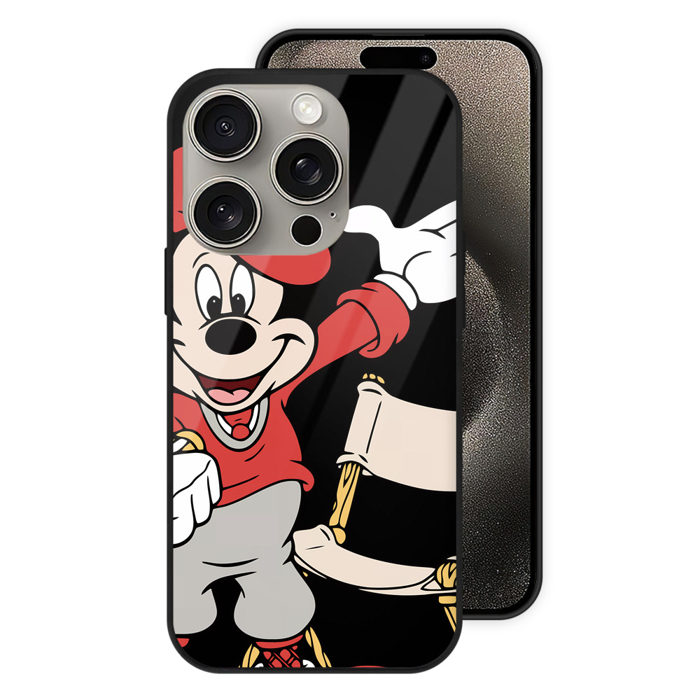（画像用） ミッキーマウス Mickey Mouse 【iPhone15Pro対応】スマホケース 耐衝撃＆黄変防止 背面ガラス