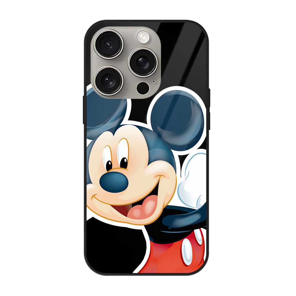 （画像用） ミッキーマウス Mickey Mouse 【iPhone15Pro対応】スマホケース 耐衝撃＆黄変防止 背面ガラス