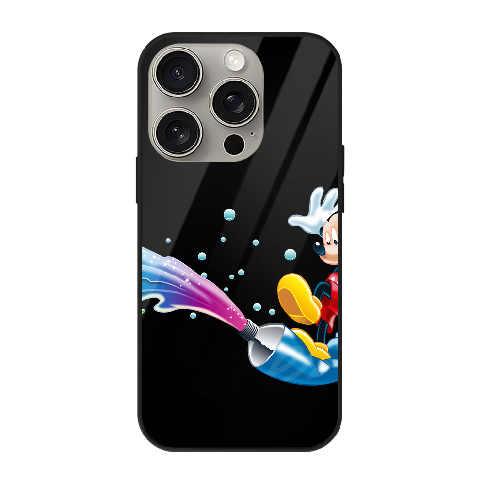 （画像用） ミッキーマウス Mickey Mouse 【iPhone15Pro対応】スマホケース 耐衝撃＆黄変防止 背面ガラス