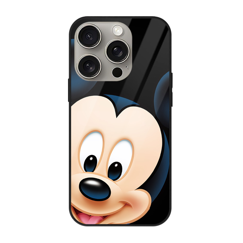 （画像用） ミッキーマウス Mickey Mouse 【iPhone15Pro対応】スマホケース 耐衝撃＆黄変防止 背面ガラス