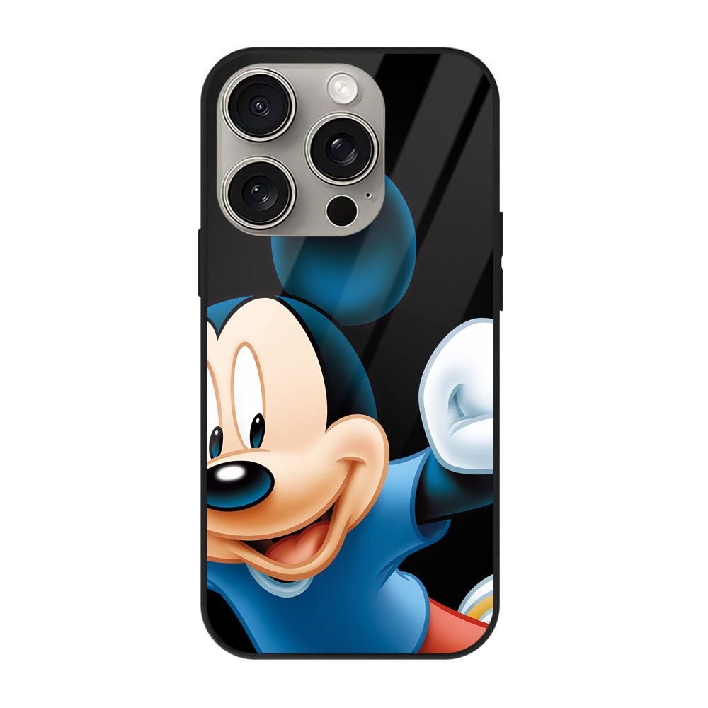 （画像用） ミッキーマウス Mickey Mouse 【iPhone15Pro対応】スマホケース 耐衝撃＆黄変防止 背面ガラス