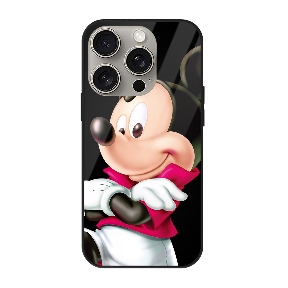 （画像用） ミッキーマウス Mickey Mouse 【iPhone15Pro対応】スマホケース 耐衝撃＆黄変防止 背面ガラス