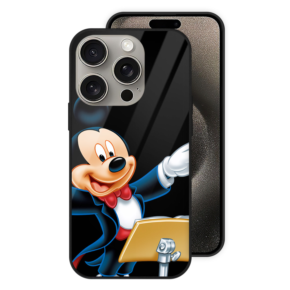 （画像用） ミッキーマウス Mickey Mouse 【iPhone15Pro対応】スマホケース 耐衝撃＆黄変防止 背面ガラス