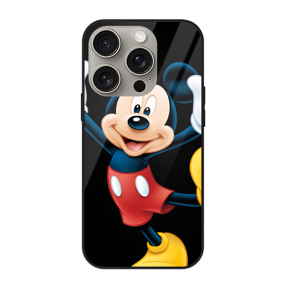 （画像用） ミッキーマウス Mickey Mouse 【iPhone15Pro対応】スマホケース 耐衝撃＆黄変防止 背面ガラス