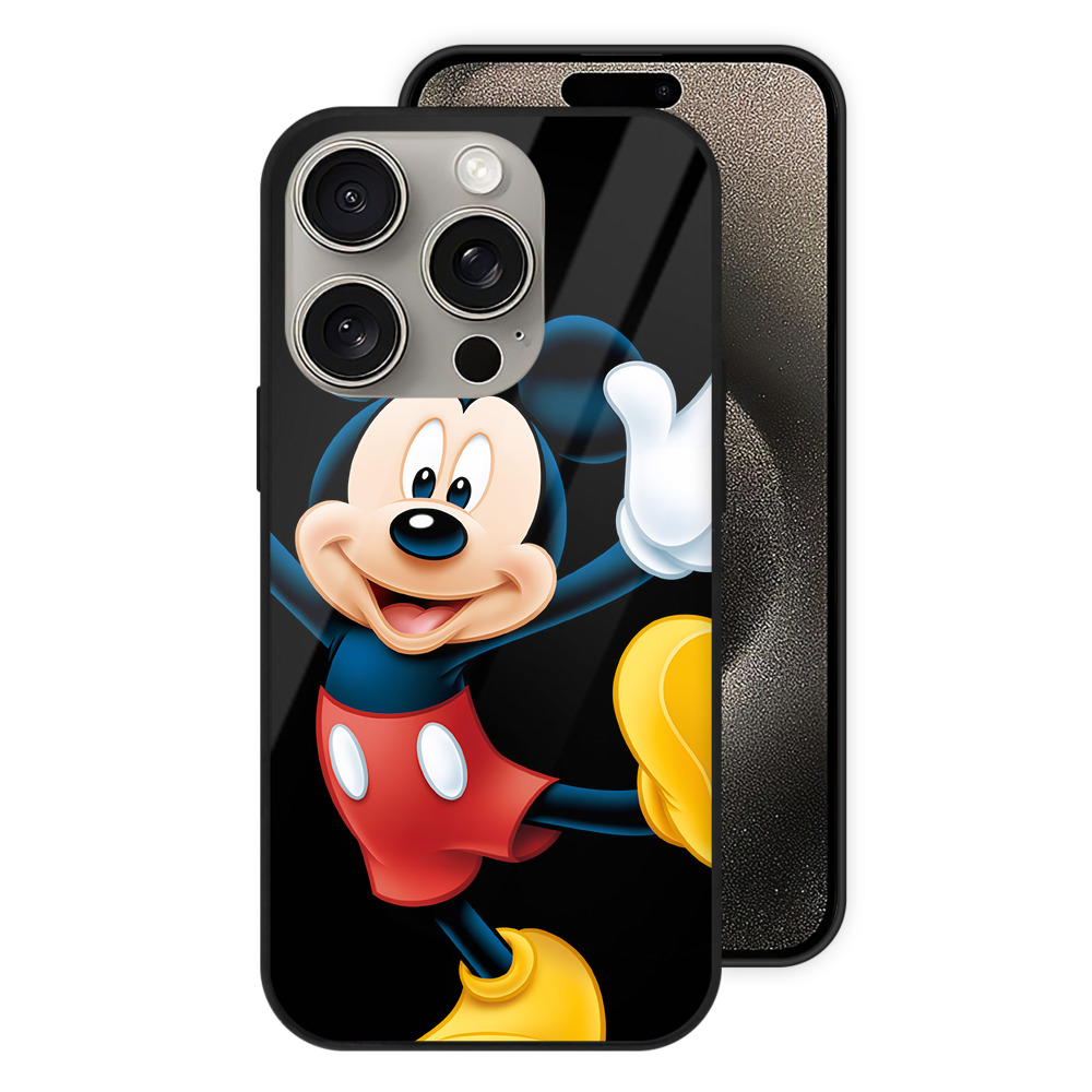 （画像用） ミッキーマウス Mickey Mouse 【iPhone15Pro対応】スマホケース 耐衝撃＆黄変防止 背面ガラス