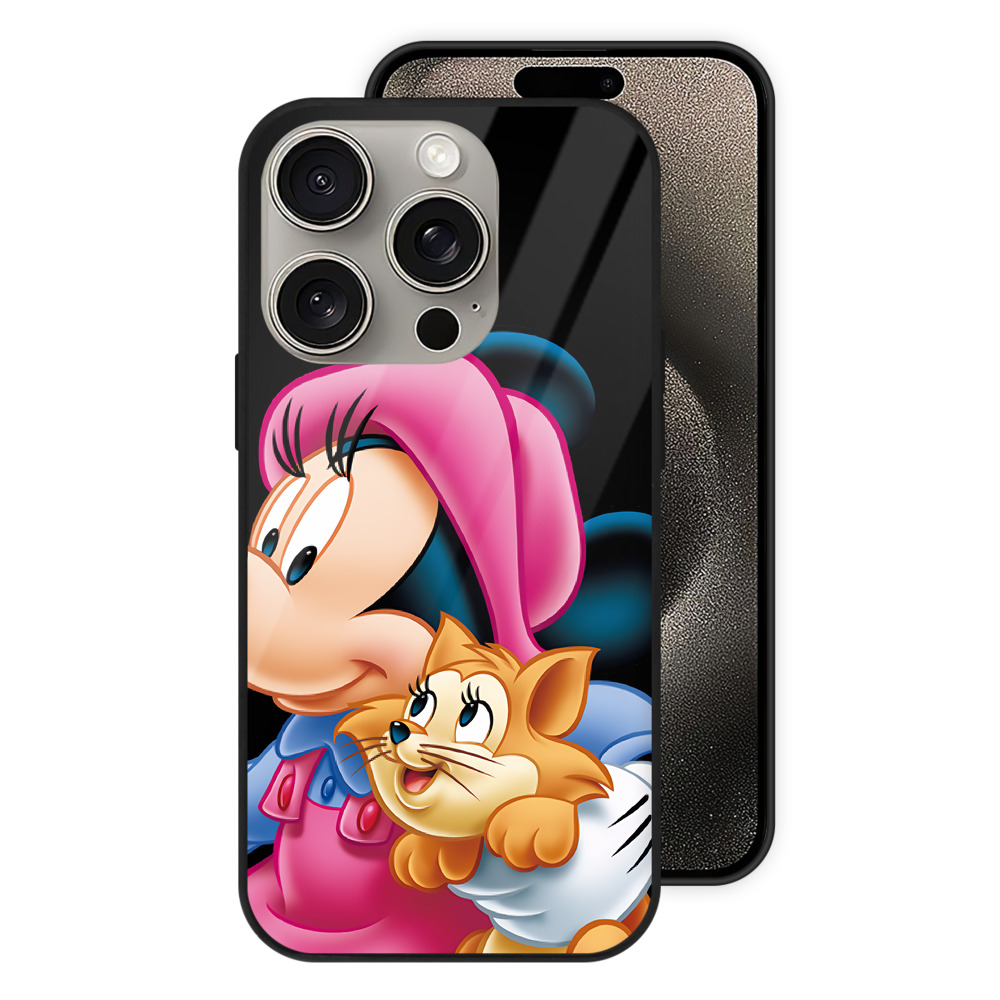 （画像用） ミッキーマウス Mickey Mouse 【iPhone15Pro対応】スマホケース 耐衝撃＆黄変防止 背面ガラス