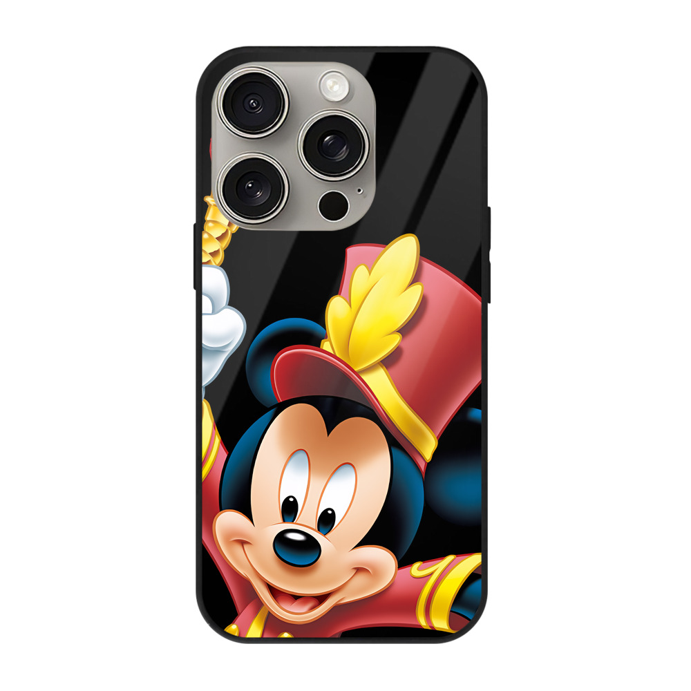 （画像用） ミッキーマウス Mickey Mouse 【iPhone15Pro対応】スマホケース 耐衝撃＆黄変防止 背面ガラス