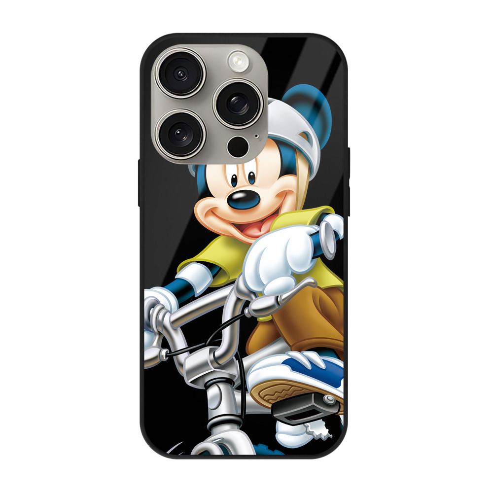 （画像用） ミッキーマウス Mickey Mouse 【iPhone15Pro対応】スマホケース 耐衝撃＆黄変防止 背面ガラス
