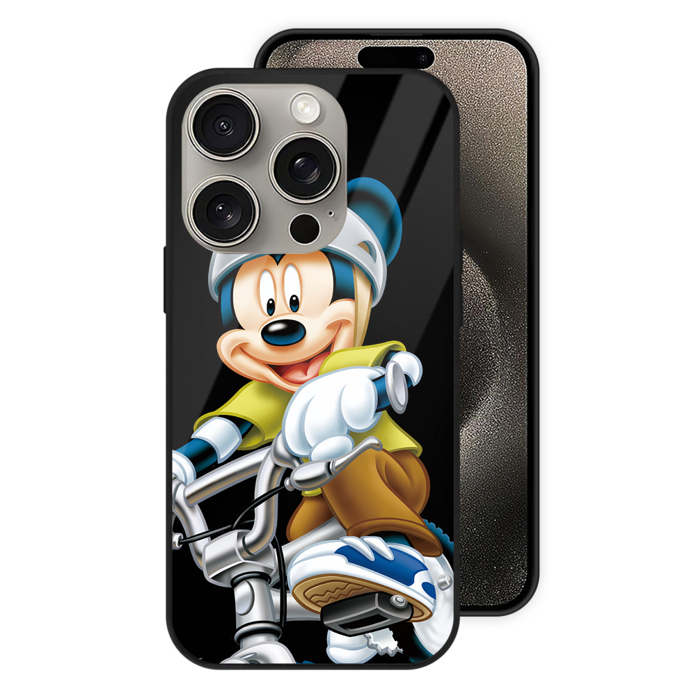 （画像用） ミッキーマウス Mickey Mouse 【iPhone15Pro対応】スマホケース 耐衝撃＆黄変防止 背面ガラス