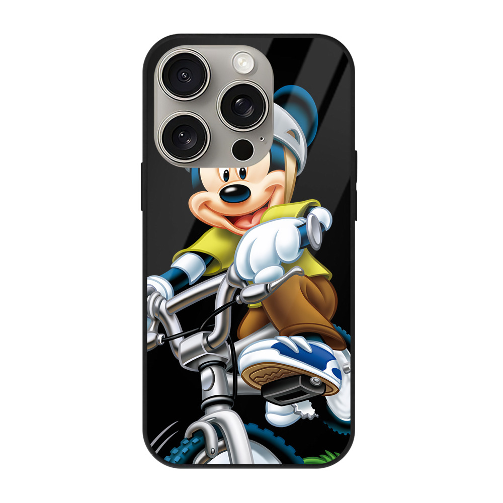 （画像用） ミッキーマウス Mickey Mouse 【iPhone15Pro対応】スマホケース 耐衝撃＆黄変防止 背面ガラス