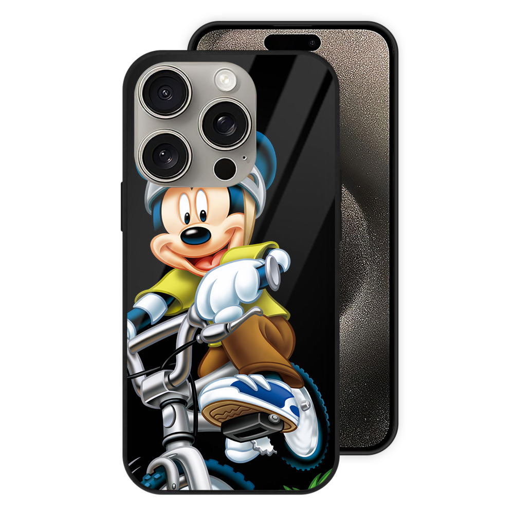 （画像用） ミッキーマウス Mickey Mouse 【iPhone15Pro対応】スマホケース 耐衝撃＆黄変防止 背面ガラス
