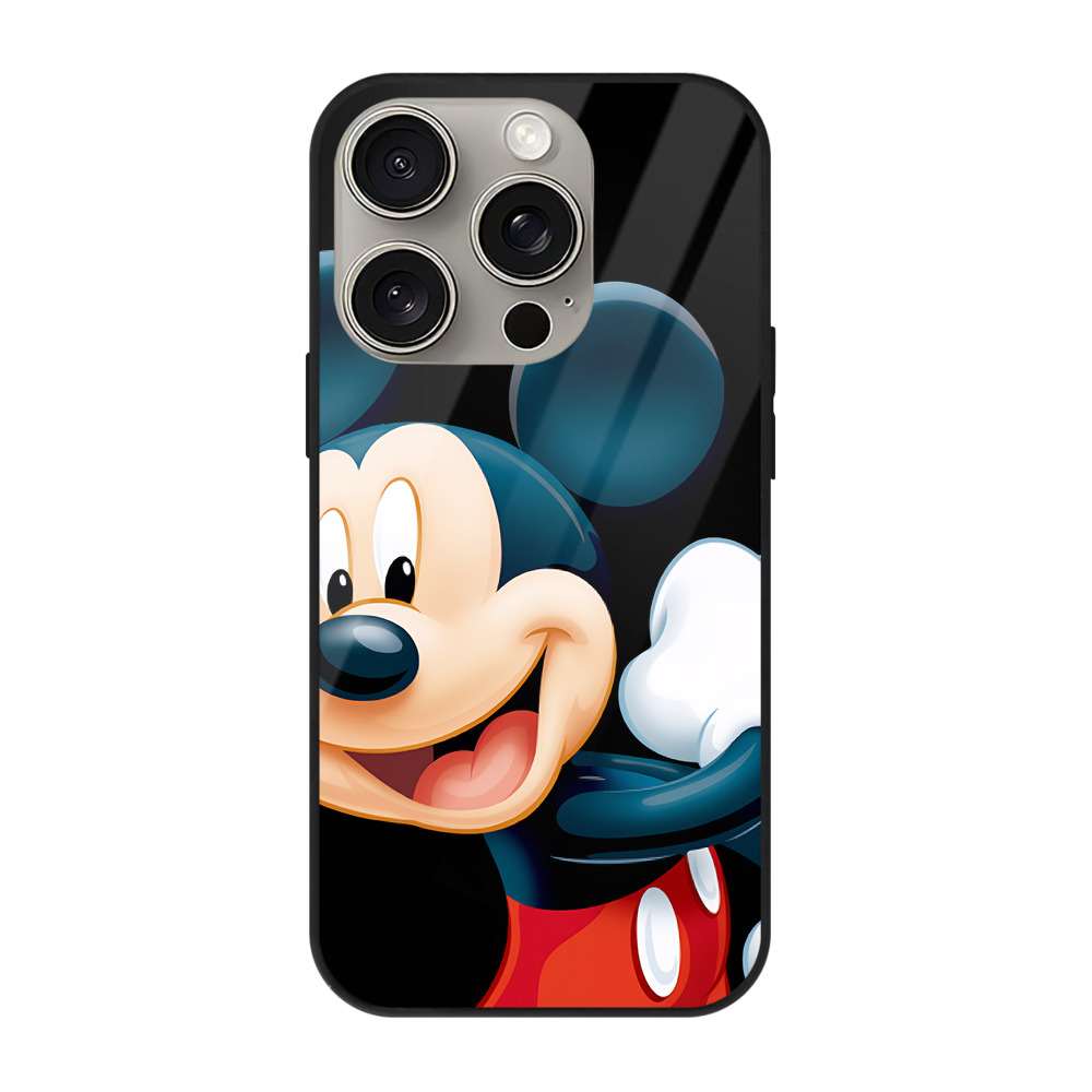 （画像用） ミッキーマウス Mickey Mouse 【iPhone15Pro対応】スマホケース 耐衝撃＆黄変防止 背面ガラス
