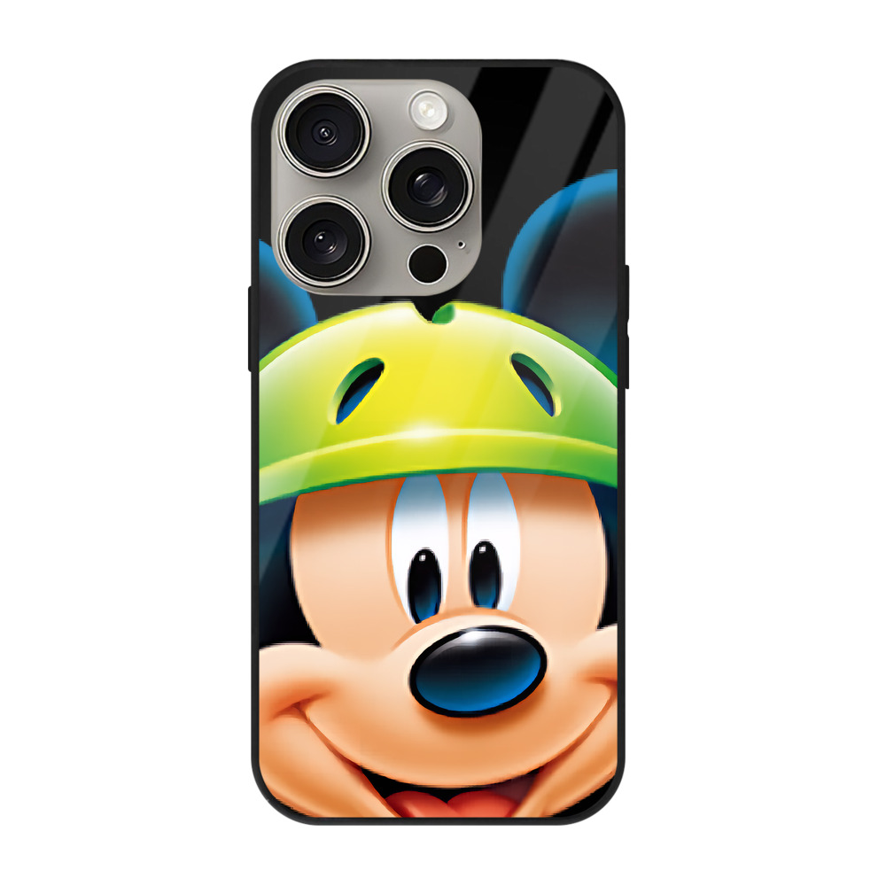 （画像用） ミッキーマウス Mickey Mouse 【iPhone15Pro対応】スマホケース 耐衝撃＆黄変防止 背面ガラス