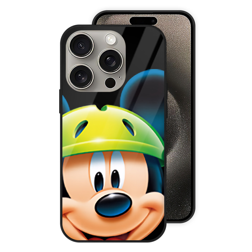 （画像用） ミッキーマウス Mickey Mouse 【iPhone15Pro対応】スマホケース 耐衝撃＆黄変防止 背面ガラス