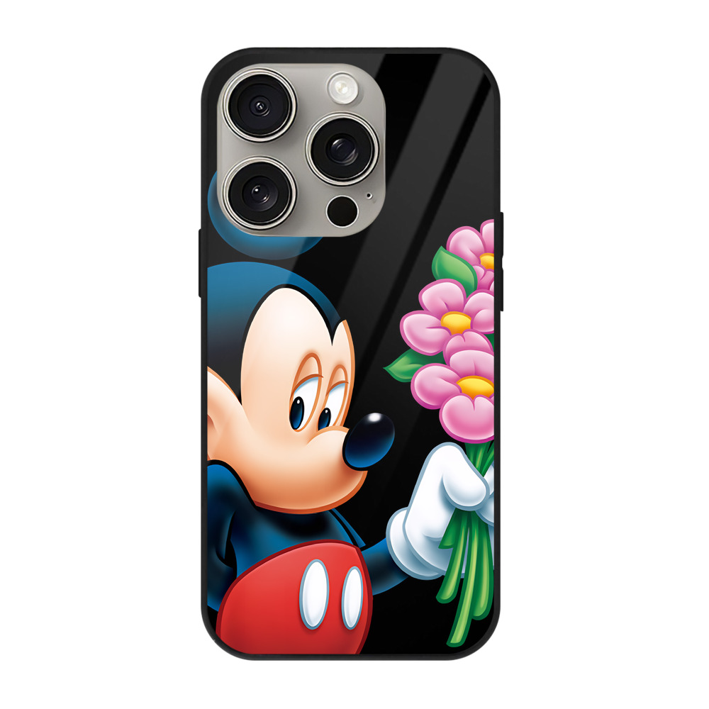 （画像用） ミッキーマウス Mickey Mouse 【iPhone15Pro対応】スマホケース 耐衝撃＆黄変防止 背面ガラス