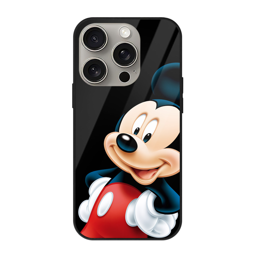 （画像用） ミッキーマウス Mickey Mouse 【iPhone15Pro対応】スマホケース 耐衝撃＆黄変防止 背面ガラス