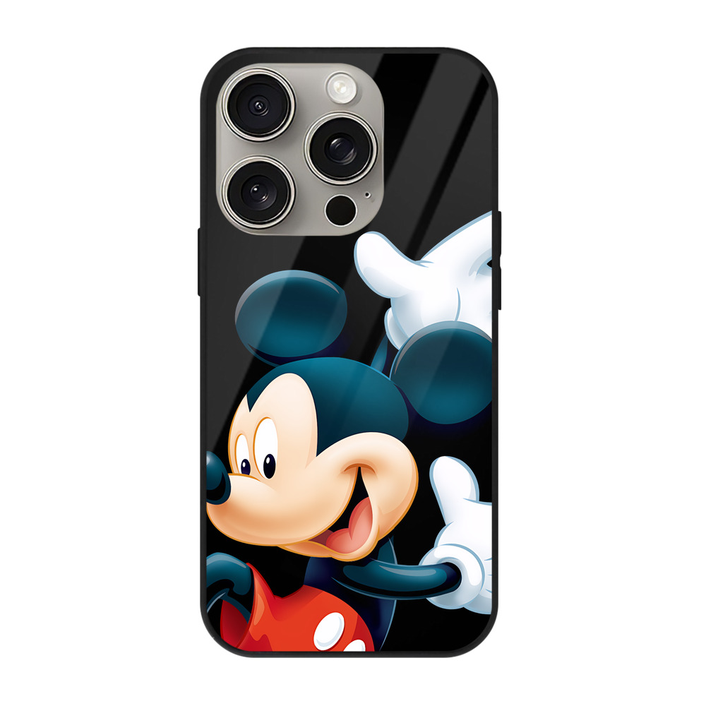 （画像用） ミッキーマウス Mickey Mouse 【iPhone15Pro対応】スマホケース 耐衝撃＆黄変防止 背面ガラス