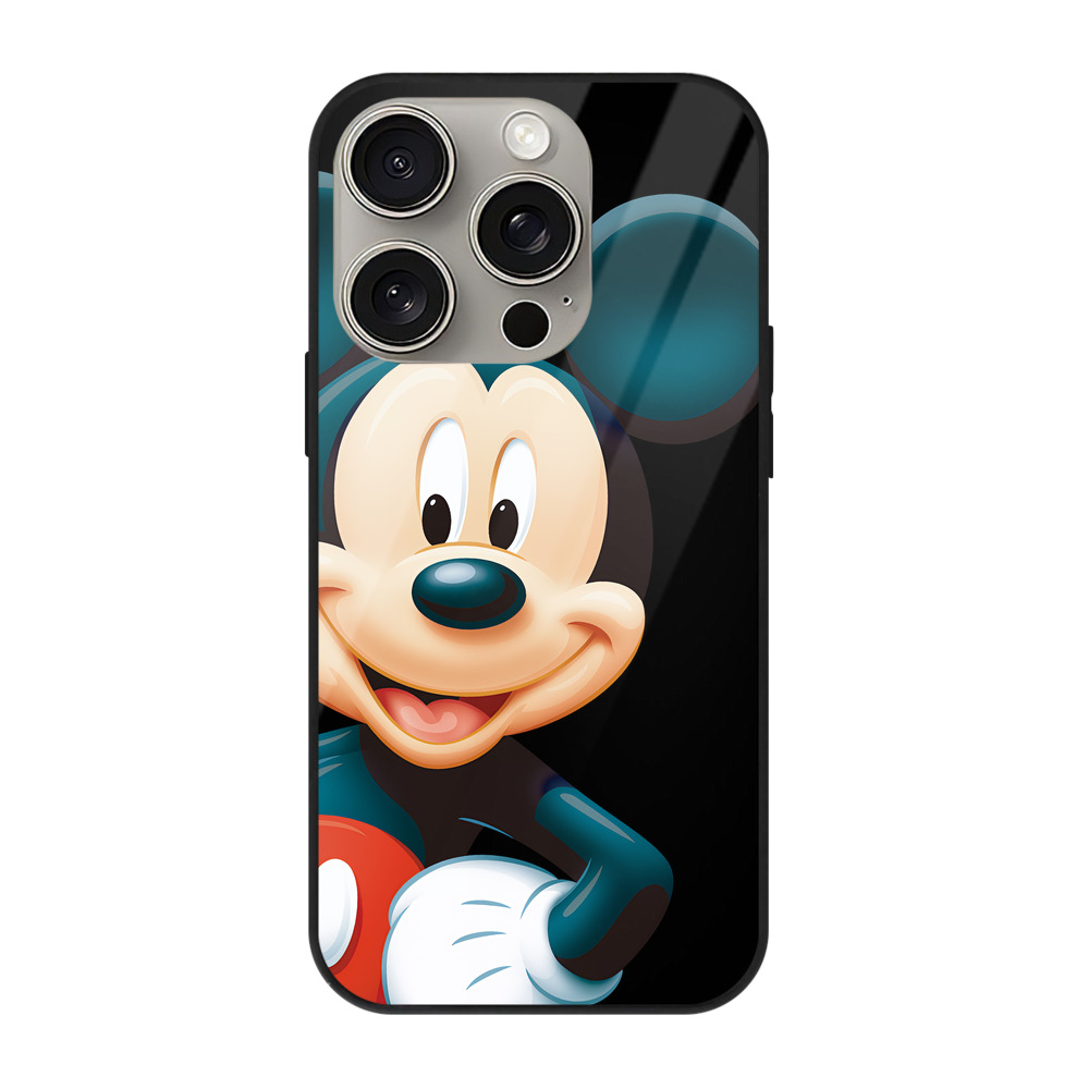 （画像用） ミッキーマウス Mickey Mouse 【iPhone15Pro対応】スマホケース 耐衝撃＆黄変防止 背面ガラス