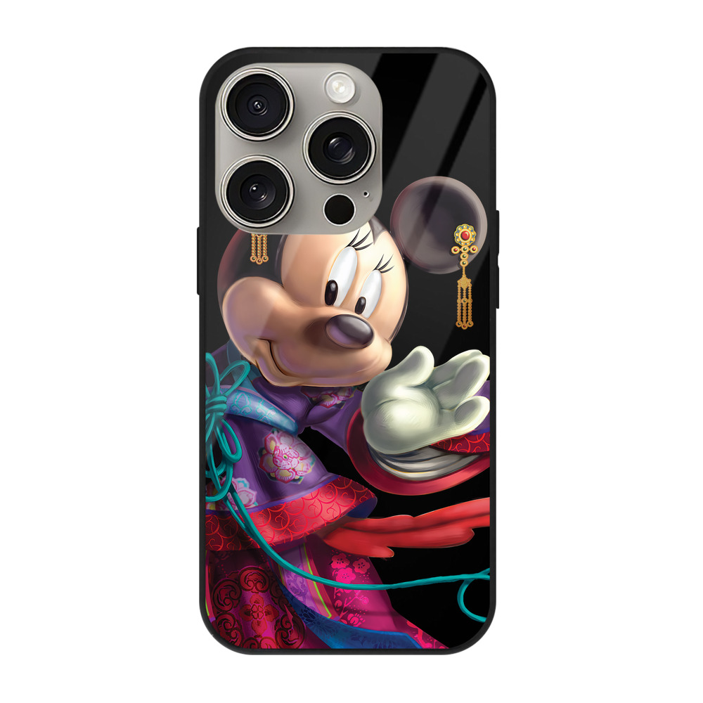 （画像用） ミッキーマウス Mickey Mouse 【iPhone15Pro対応】スマホケース 耐衝撃＆黄変防止 背面ガラス
