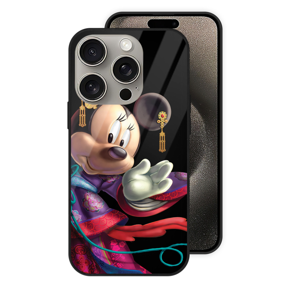 （画像用） ミッキーマウス Mickey Mouse 【iPhone15Pro対応】スマホケース 耐衝撃＆黄変防止 背面ガラス