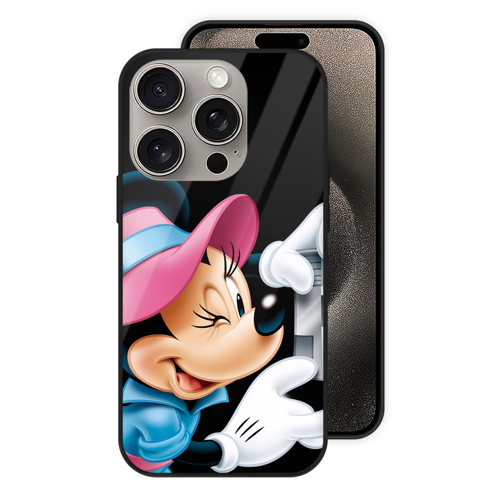 （画像用） ミッキーマウス Mickey Mouse 【iPhone15Pro対応】スマホケース 耐衝撃＆黄変防止 背面ガラス