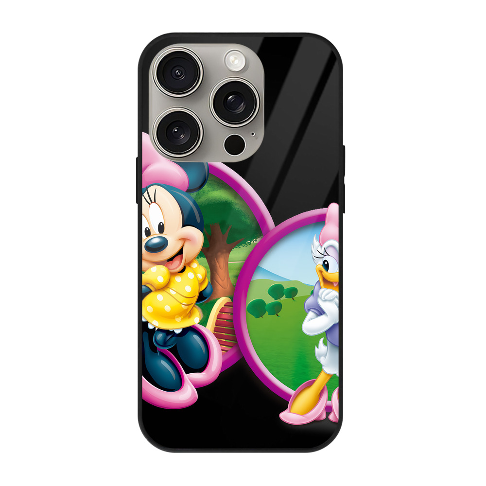 （画像用） ミッキーマウス Mickey Mouse 【iPhone15Pro対応】スマホケース 耐衝撃＆黄変防止 背面ガラス
