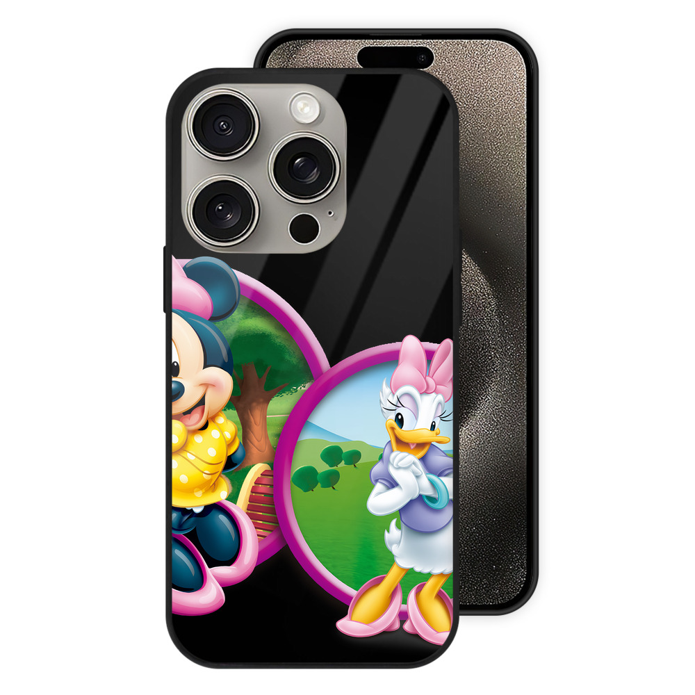 （画像用） ミッキーマウス Mickey Mouse 【iPhone15Pro対応】スマホケース 耐衝撃＆黄変防止 背面ガラス