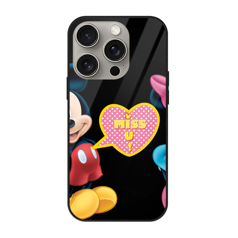 （画像用） ミッキーマウス Mickey Mouse 【iPhone15Pro対応】スマホケース 耐衝撃＆黄変防止 背面ガラス