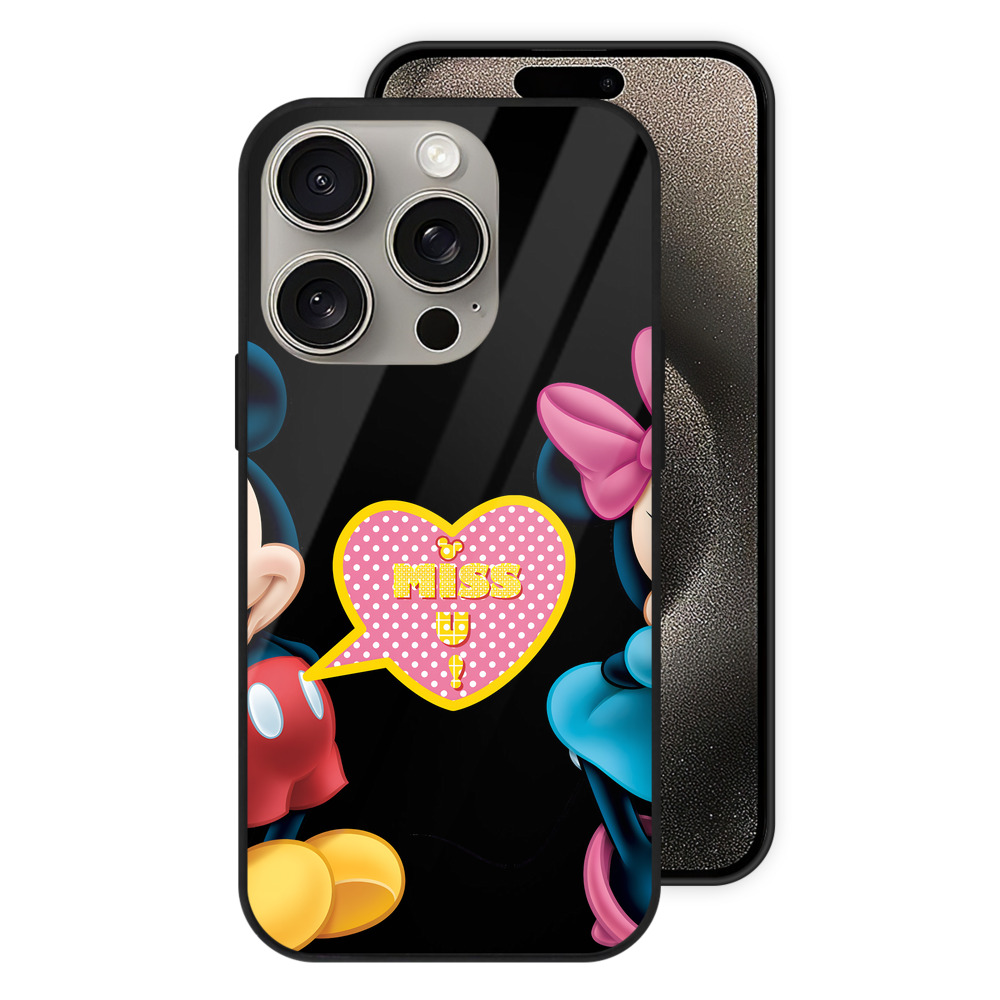 （画像用） ミッキーマウス Mickey Mouse 【iPhone15Pro対応】スマホケース 耐衝撃＆黄変防止 背面ガラス