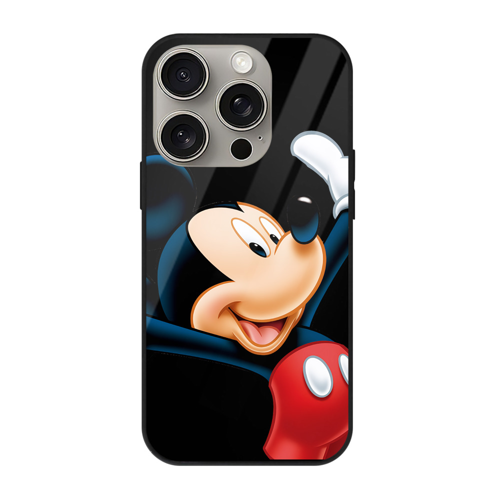 （画像用） ミッキーマウス Mickey Mouse 【iPhone15Pro対応】スマホケース 耐衝撃＆黄変防止 背面ガラス