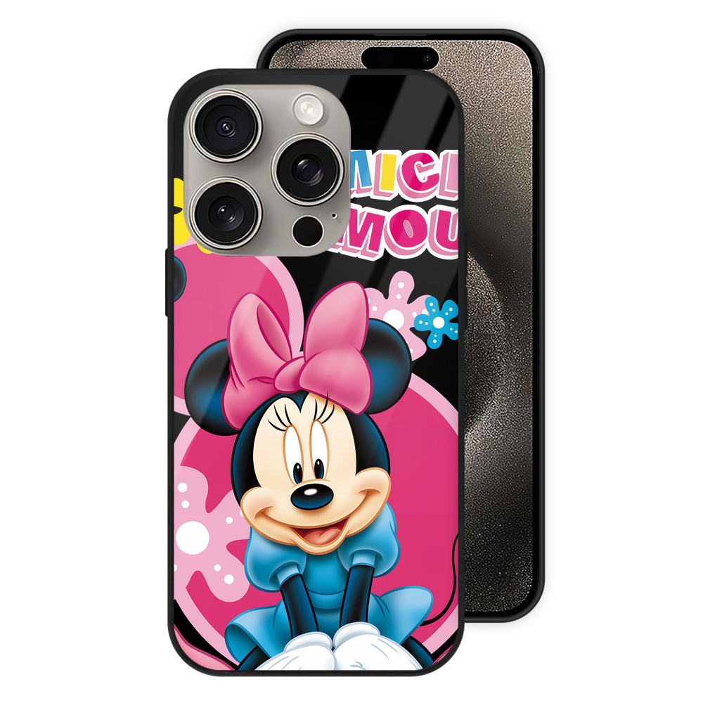 （画像用） ミッキーマウス Mickey Mouse 【iPhone15Pro対応】スマホケース 耐衝撃＆黄変防止 背面ガラス