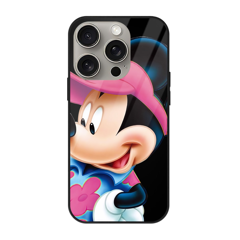 （画像用） ミッキーマウス Mickey Mouse 【iPhone15Pro対応】スマホケース 耐衝撃＆黄変防止 背面ガラス