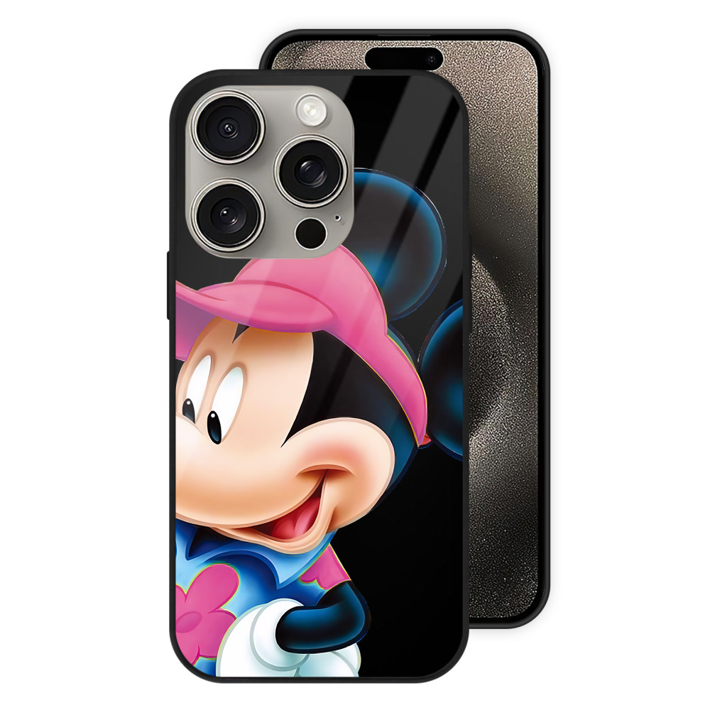（画像用） ミッキーマウス Mickey Mouse 【iPhone15Pro対応】スマホケース 耐衝撃＆黄変防止 背面ガラス