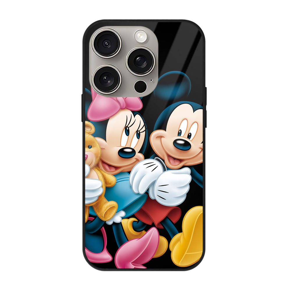 （画像用） ミッキーマウス Mickey Mouse 【iPhone15Pro対応】スマホケース 耐衝撃＆黄変防止 背面ガラス