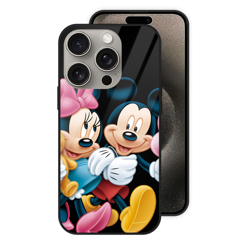 （画像用） ミッキーマウス Mickey Mouse 【iPhone15Pro対応】スマホケース 耐衝撃＆黄変防止 背面ガラス