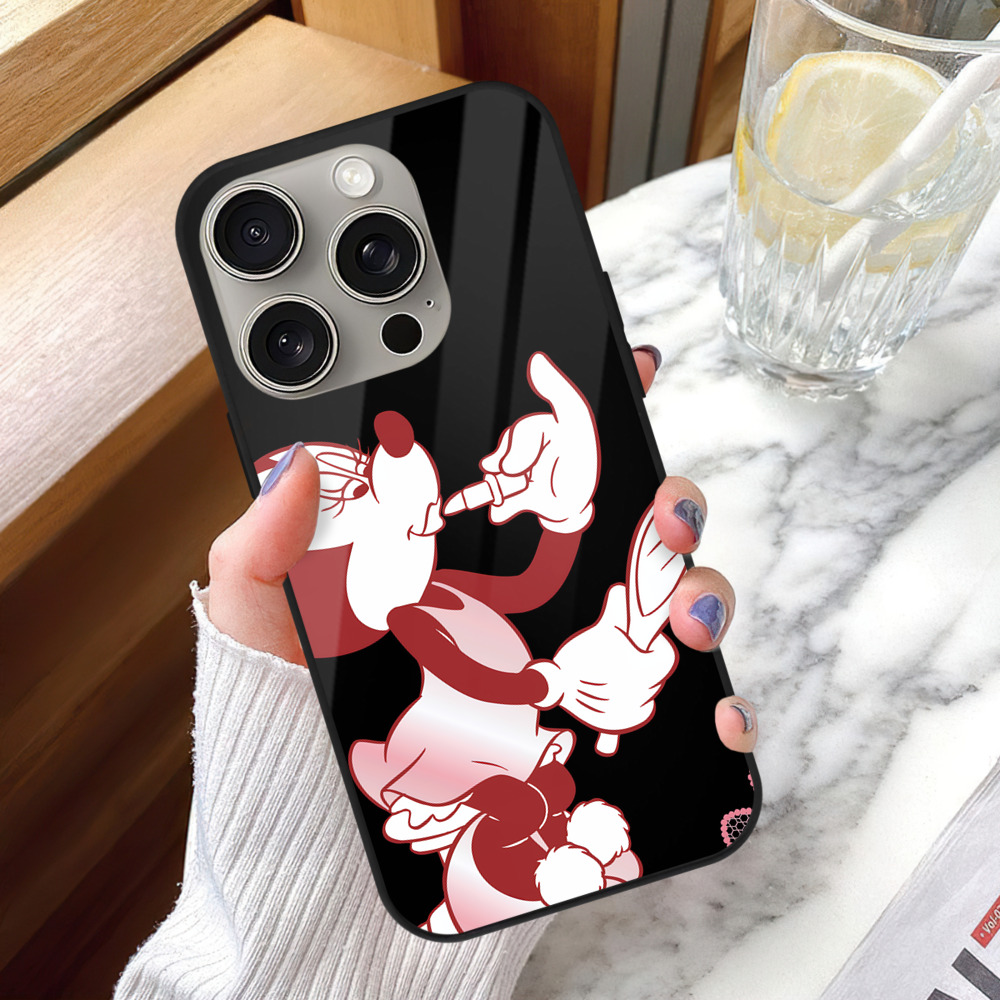 ミッキーマウス Mickey Mouse 【iPhone15Pro対応】スマホケース 耐衝撃＆黄変防止 背面ガラス