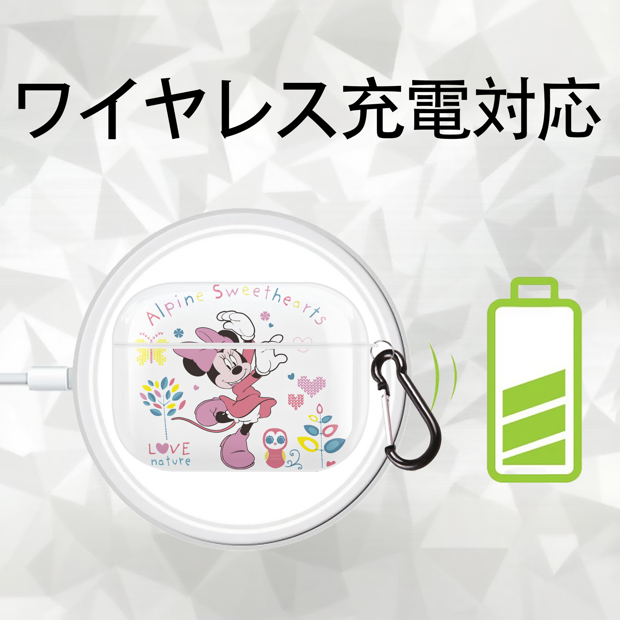 ミッキーマウス Mickey Mouse 【AirPods Pro用】ハードシェル保護ケース 耐衝撃・防指紋・カラビナ付き商品仕様
