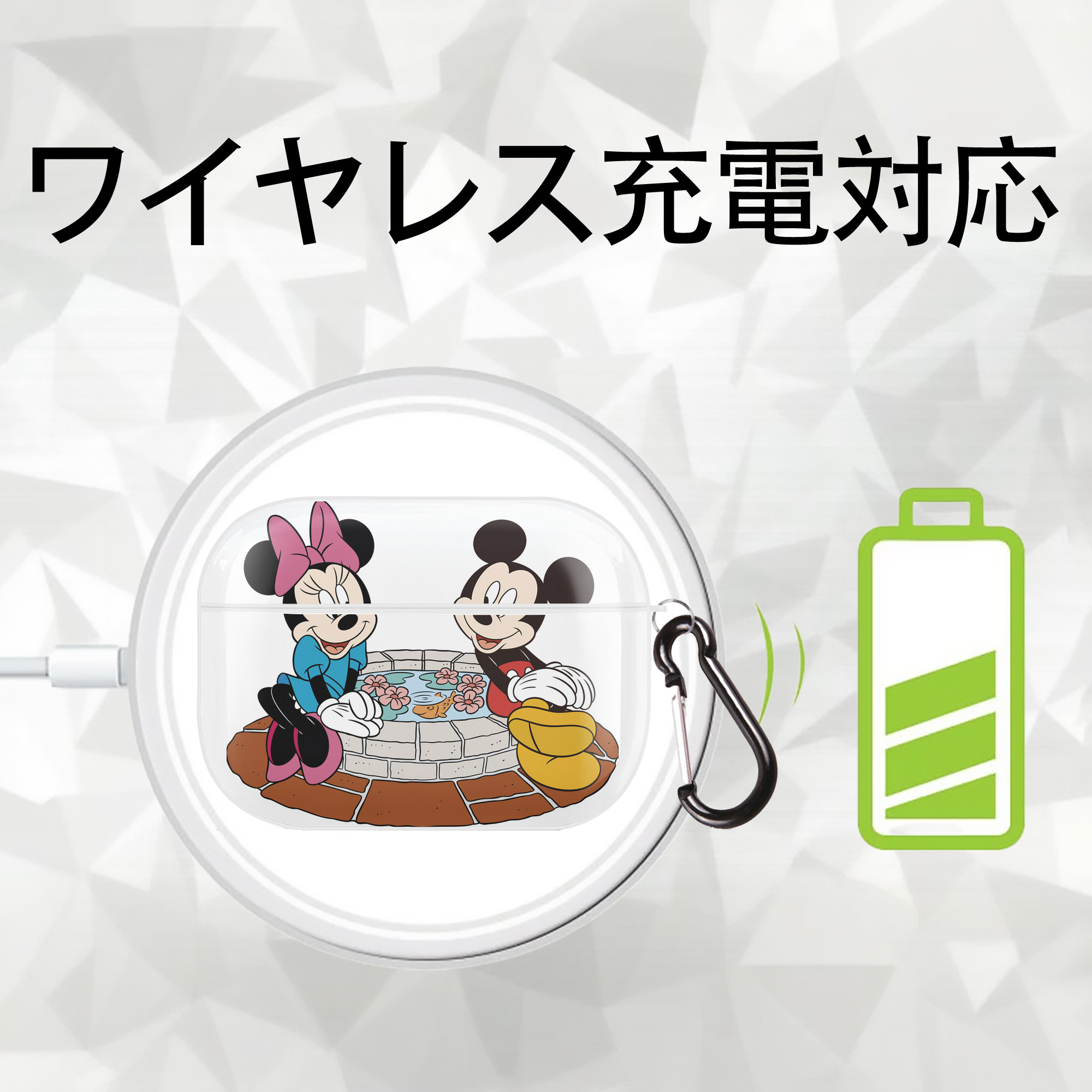 ミッキーマウス Mickey Mouse 【AirPods Pro用】ハードシェル保護ケース 耐衝撃・防指紋・カラビナ付き商品仕様