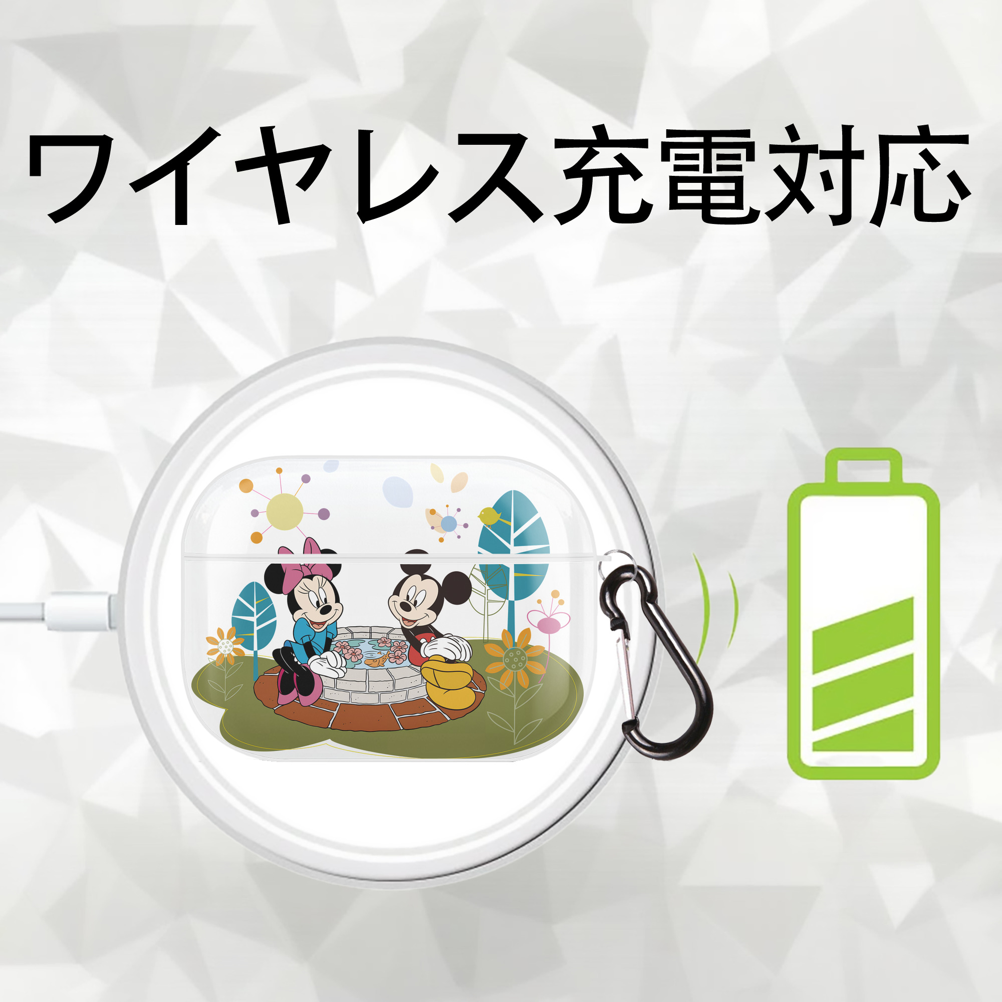 ミッキーマウス Mickey Mouse 【AirPods Pro用】ハードシェル保護ケース 耐衝撃・防指紋・カラビナ付き商品仕様