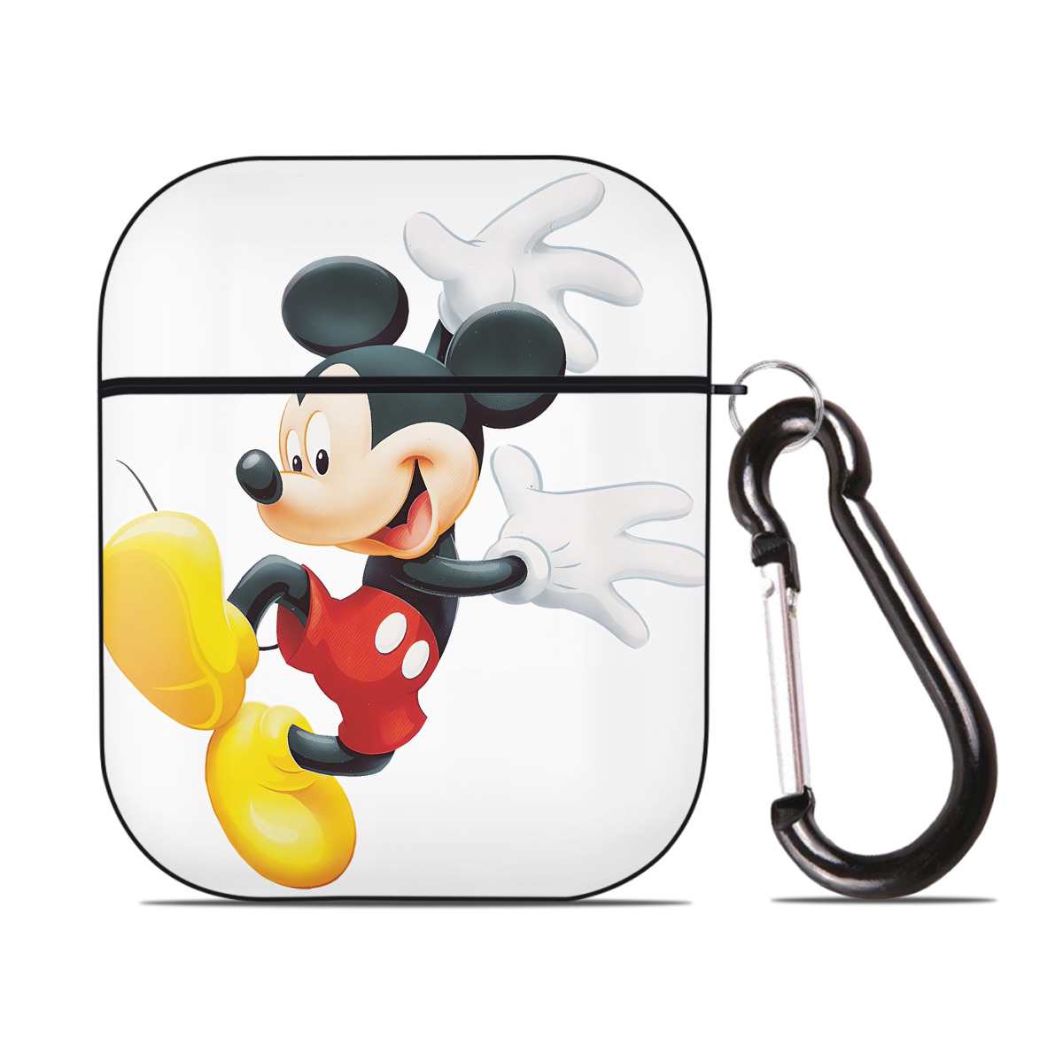 （画像用） ミッキーマウス Mickey Mouse AirPods 第2世代保護ケース ハードシェル ブラック 耐衝撃・防指紋・カラビナ付き