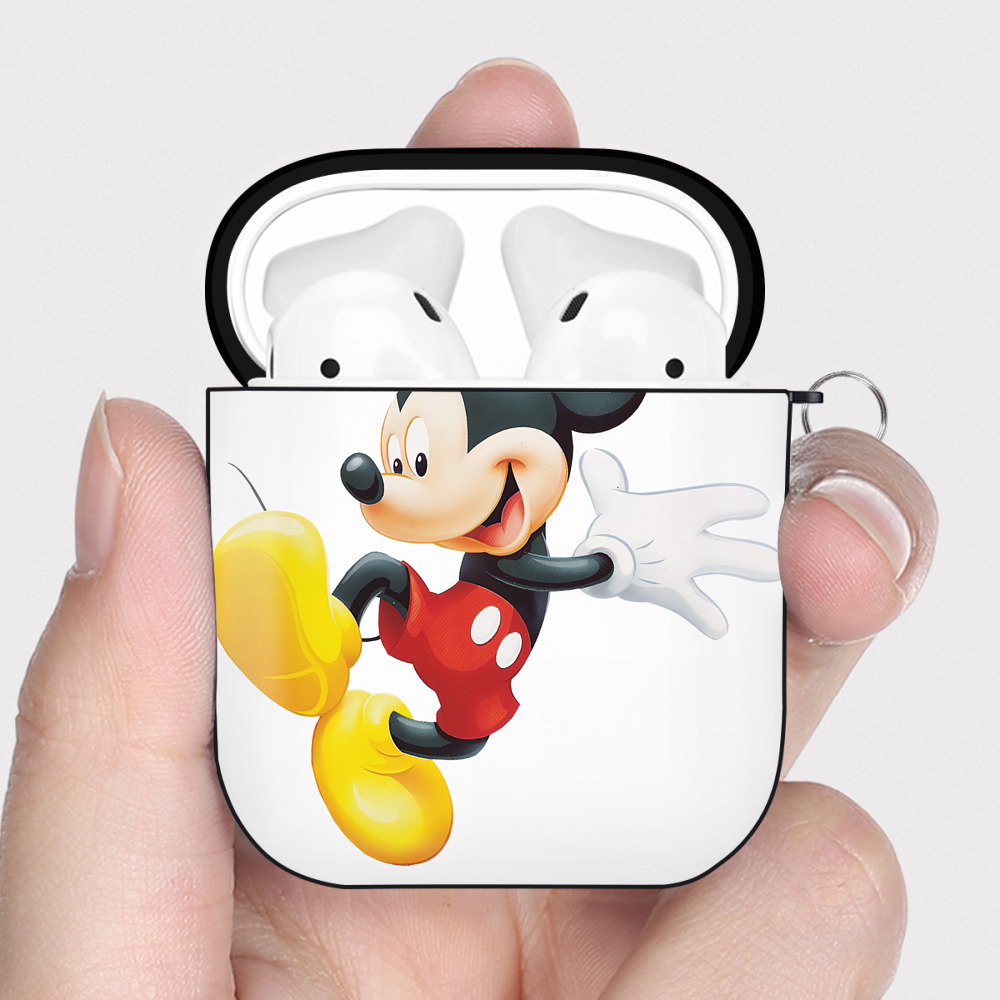 （画像用） ミッキーマウス Mickey Mouse AirPods 第2世代保護ケース ハードシェル ブラック 耐衝撃・防指紋・カラビナ付き