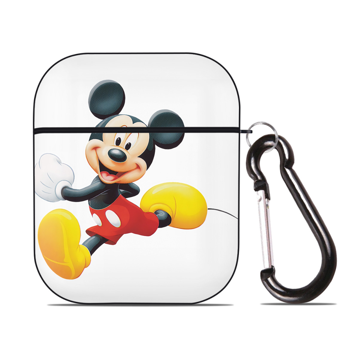 （画像用） ミッキーマウス Mickey Mouse AirPods 第2世代保護ケース ハードシェル ブラック 耐衝撃・防指紋・カラビナ付き