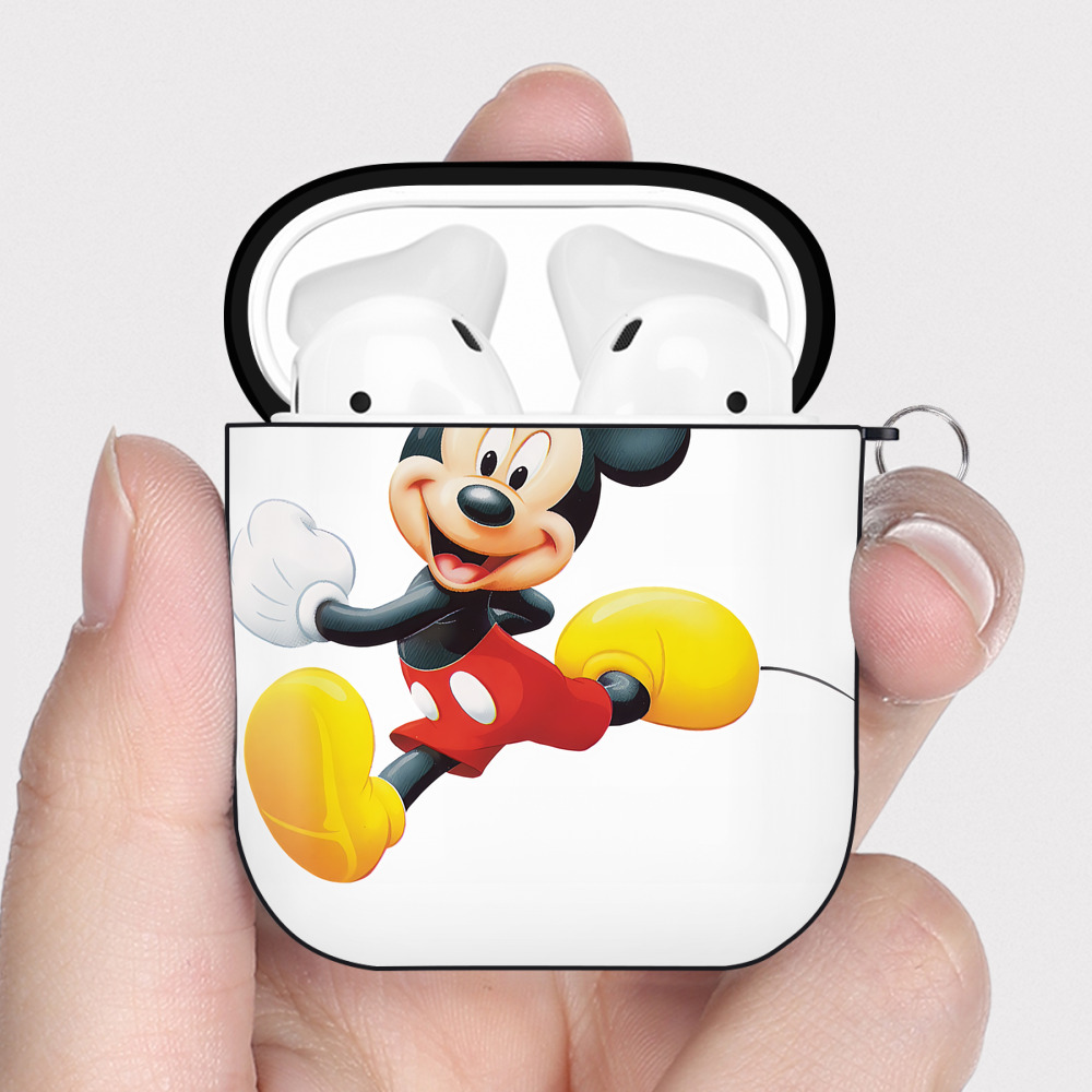 （画像用） ミッキーマウス Mickey Mouse AirPods 第2世代保護ケース ハードシェル ブラック 耐衝撃・防指紋・カラビナ付き