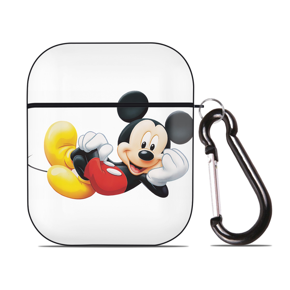 （画像用） ミッキーマウス Mickey Mouse AirPods 第2世代保護ケース ハードシェル ブラック 耐衝撃・防指紋・カラビナ付き