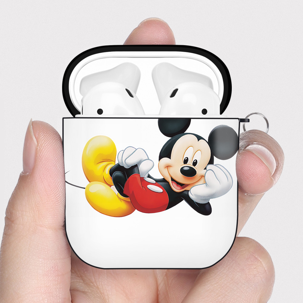（画像用） ミッキーマウス Mickey Mouse AirPods 第2世代保護ケース ハードシェル ブラック 耐衝撃・防指紋・カラビナ付き