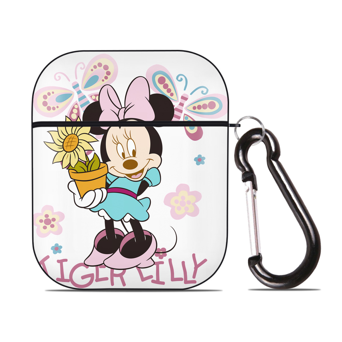 （画像用） ミッキーマウス Mickey Mouse AirPods 第2世代保護ケース ハードシェル ブラック 耐衝撃・防指紋・カラビナ付き