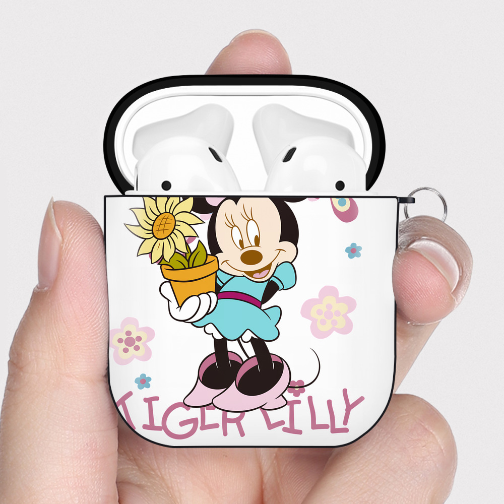 （画像用） ミッキーマウス Mickey Mouse AirPods 第2世代保護ケース ハードシェル ブラック 耐衝撃・防指紋・カラビナ付き