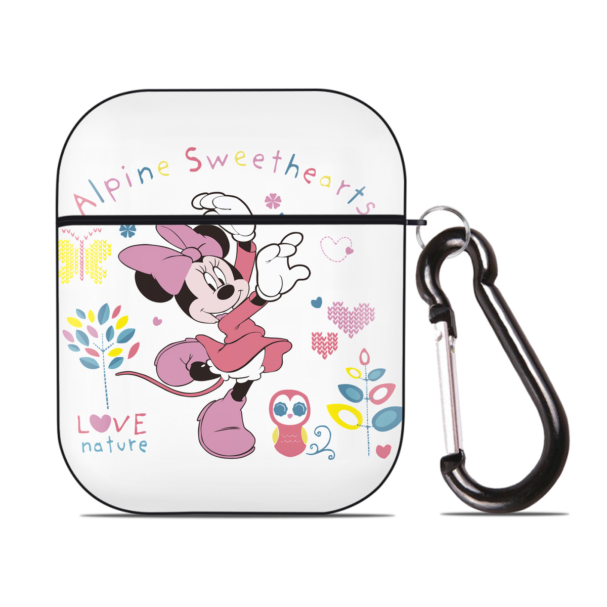 （画像用） ミッキーマウス Mickey Mouse AirPods 第2世代保護ケース ハードシェル ブラック 耐衝撃・防指紋・カラビナ付き